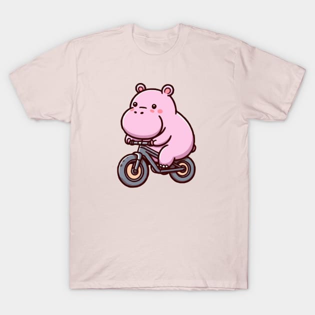 cute hippo mountain biking T-Shirt by fikriamrullah